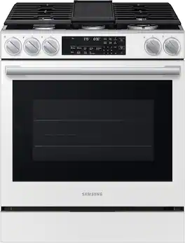 Samsung - 6.3 cu. ft. Bespoke Smart Slide-In Gas Range with Illuminated Precision Knobs - White