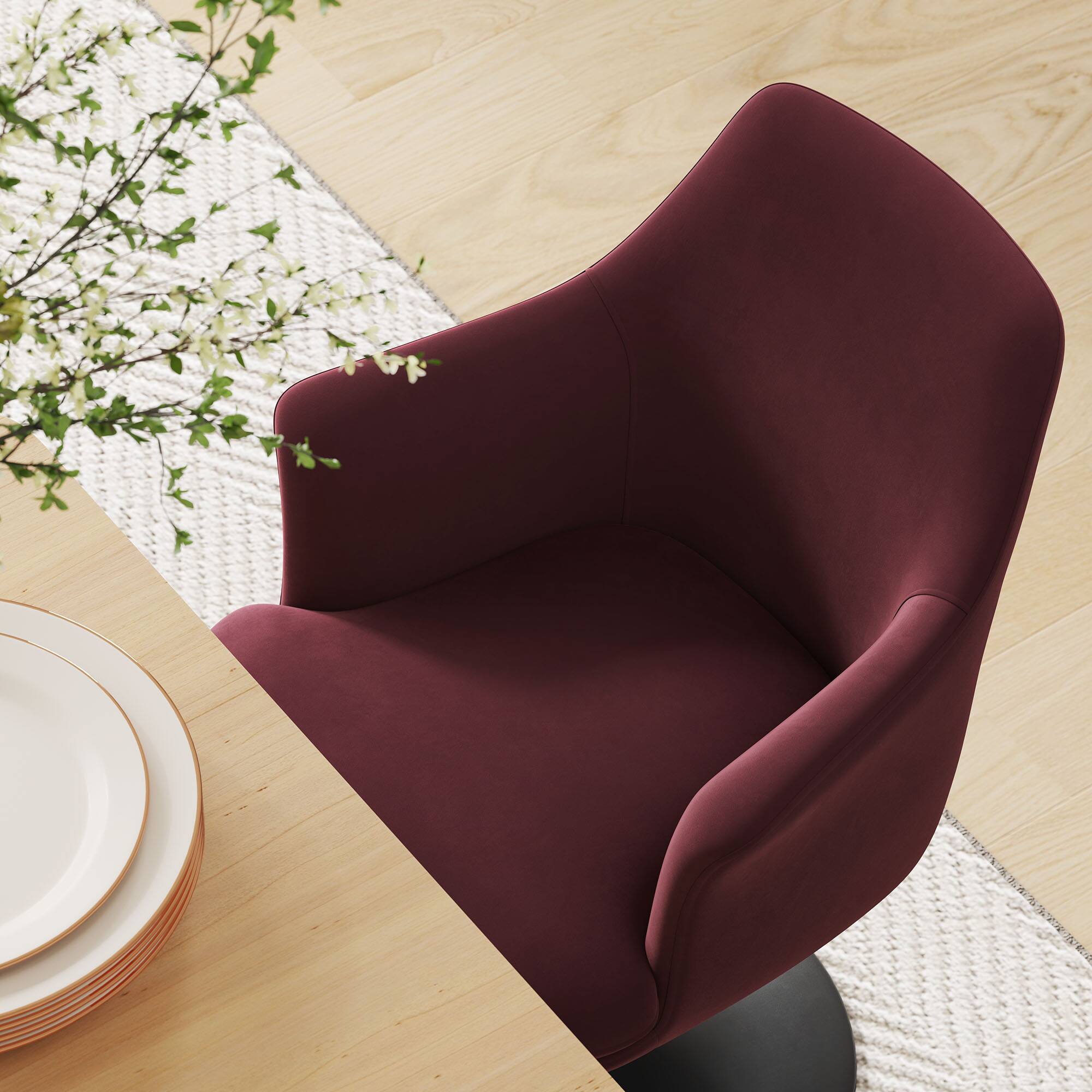 Alt View 2. Modway - Lippa Swivel Dining Armchair by Modway - Black Mulberry.