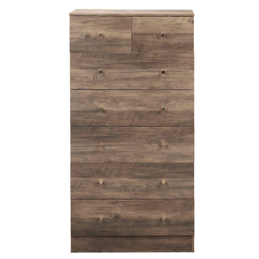 Alt View 5. Kadyn - 7-Drawer Tall Cabinet, 5+2 Storage Dresser with Matte Gold Handles - Gray - Gray.