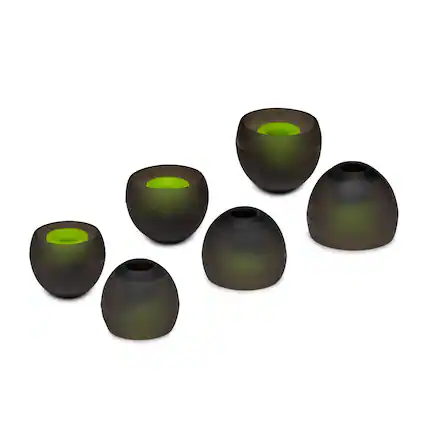 Front. Knox - Knox Gear Silicone Earbud Replacement Tips for In-Ear Headphones (Black, 6-pack) - Black/Green.