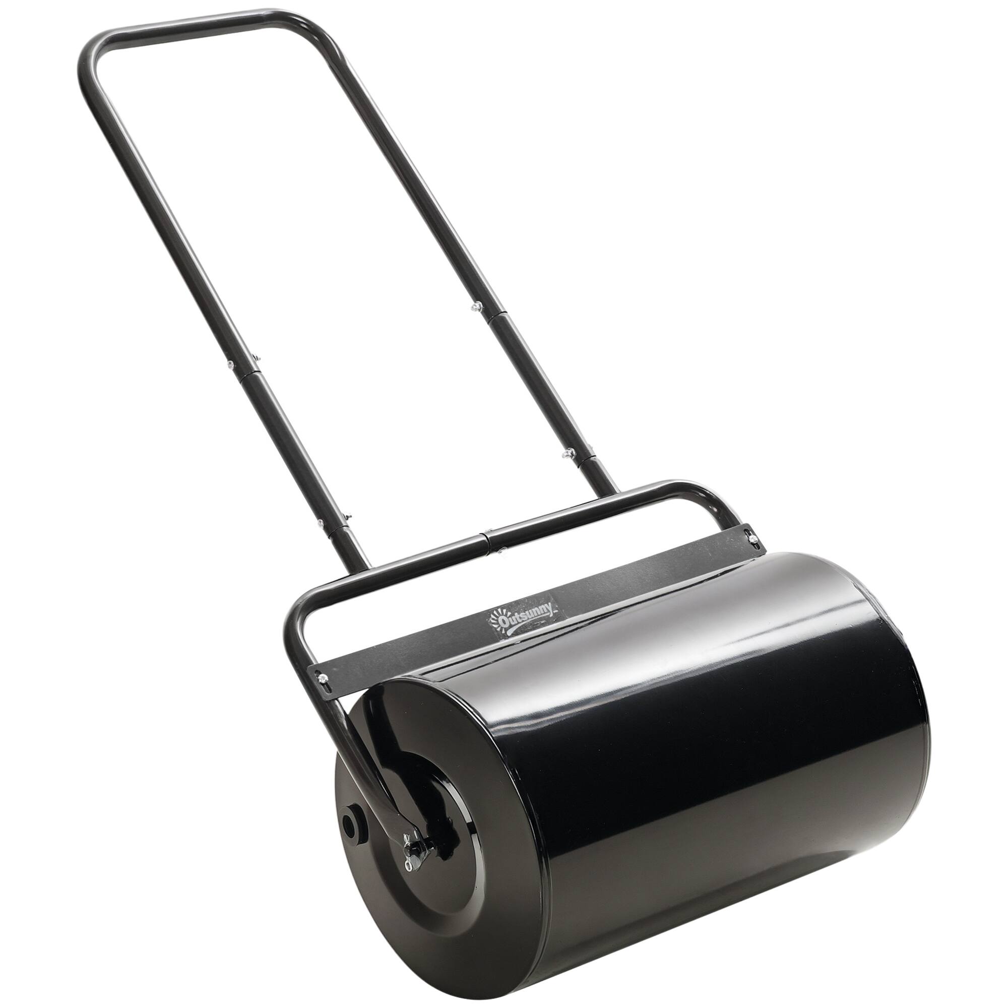 Front. Outsunny - 20-Inch Push/Tow Behind Lawn Roller Filled with 10 Gal Water or Sand, Yard Roller for Flattening Sod in the Garden - Black.