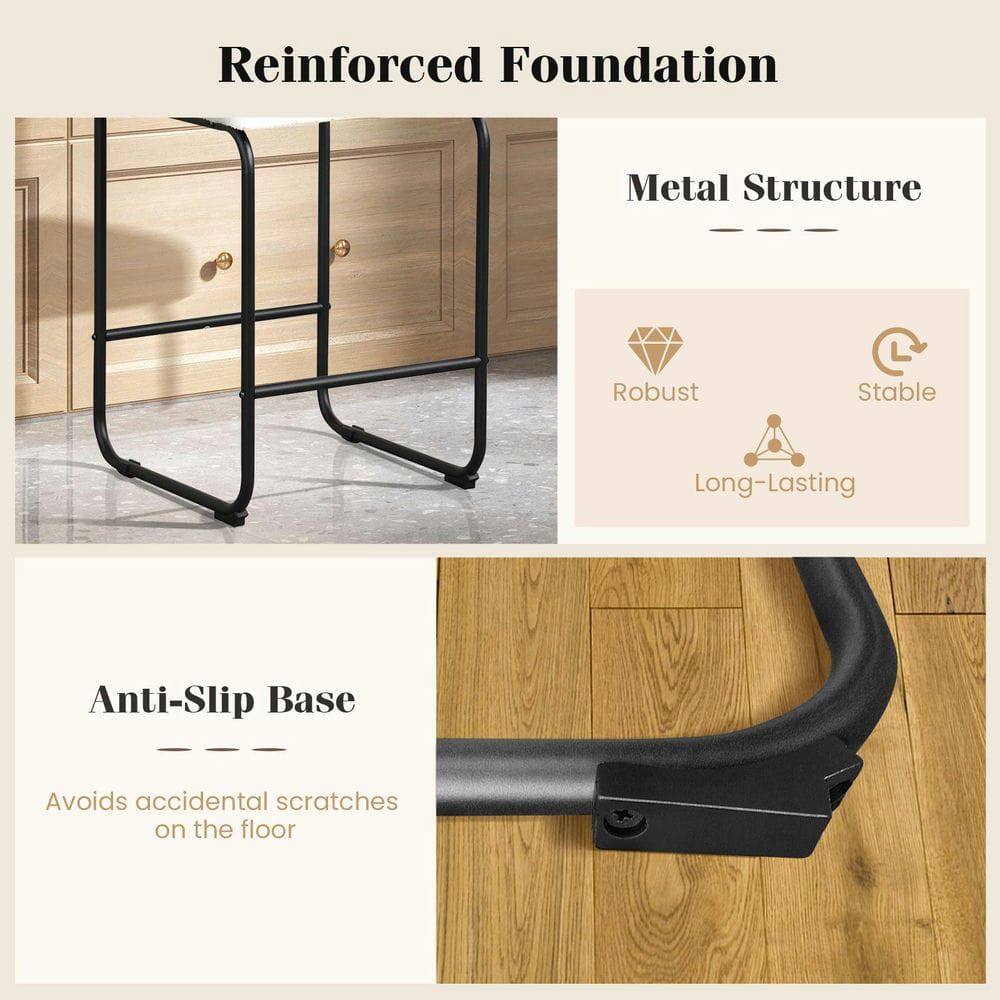 Reinforced Foundation

Metal Structure
- Robust
- Stable
- Long-Lasting

Anti-Slip Base
- Avoids accidental scratches on the floor