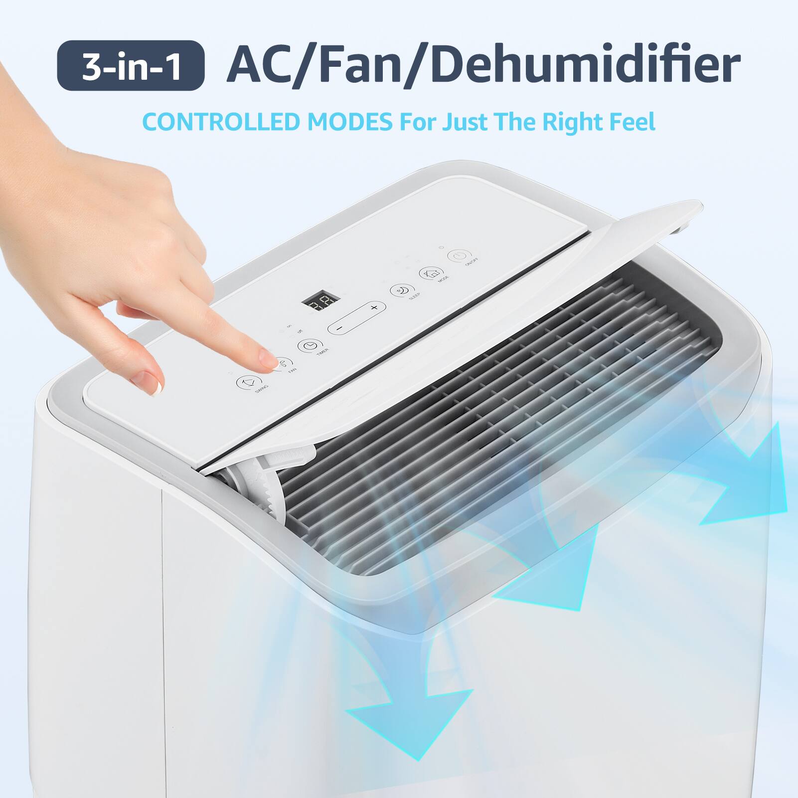 3-in-1 AC/Fan/Dehumidifier  
CONTROLLED MODES For Just The Right Feel