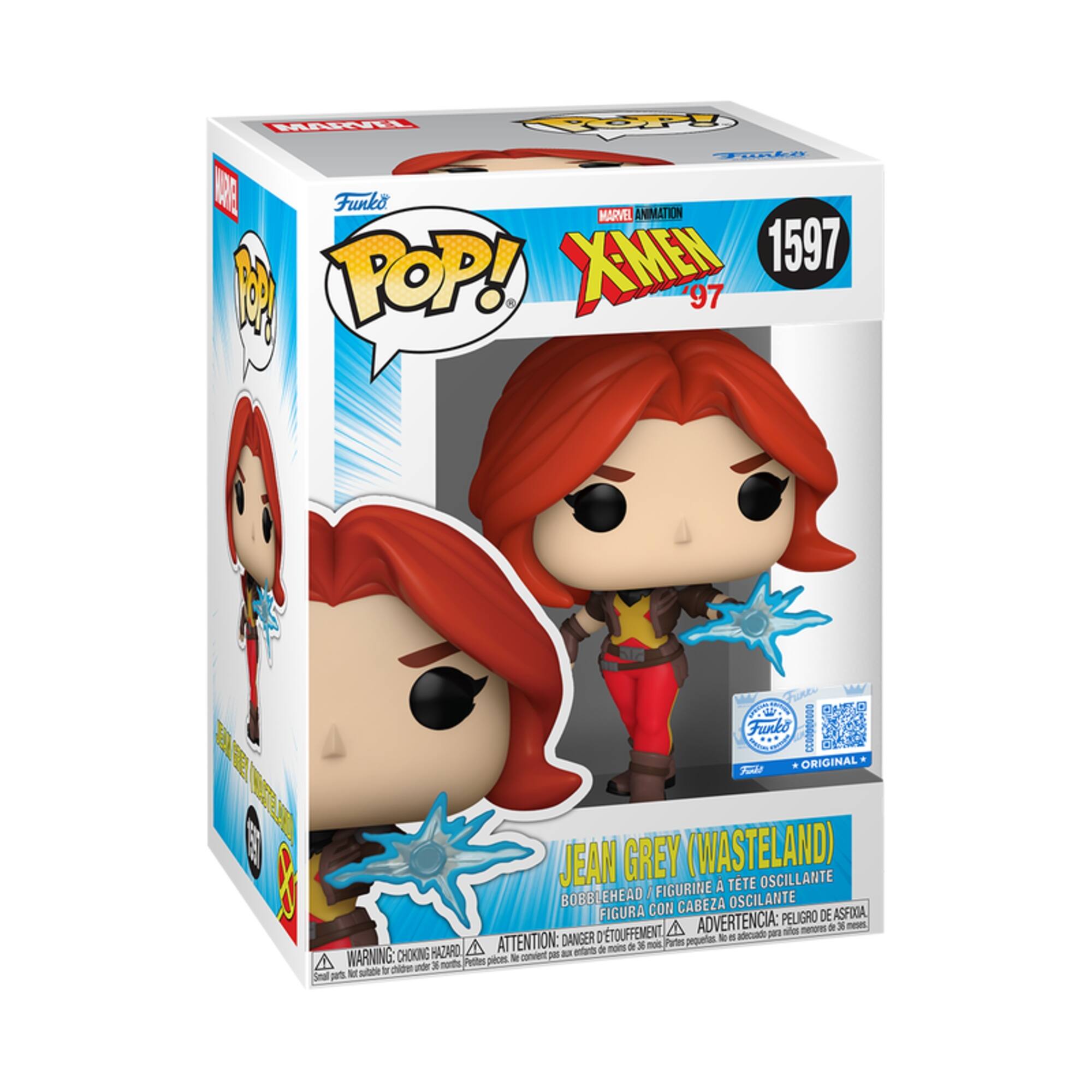 MARVEL POP! Funko MARVEL ANIMATION X-MEN 1597 SP POP! 97

Funko CCOOOOOOOO Fahl ORIGINAL JEAN GREY (WASTELAND) TTE OSCILLANTE / FIGURINE BOBBLEHEAD OSCILANTE FIGURA CON CABEZA OSCILANTE

ADVERTENCIA: PELIGRO 36 meses, A partir de ATTENTION: DANGER D'TOUFFEMENT, 36 mois, Partes pequelas. No adecuado para entants de moins de 36 nonths, WARNING: CHOKING HAZARD, Small parts.
