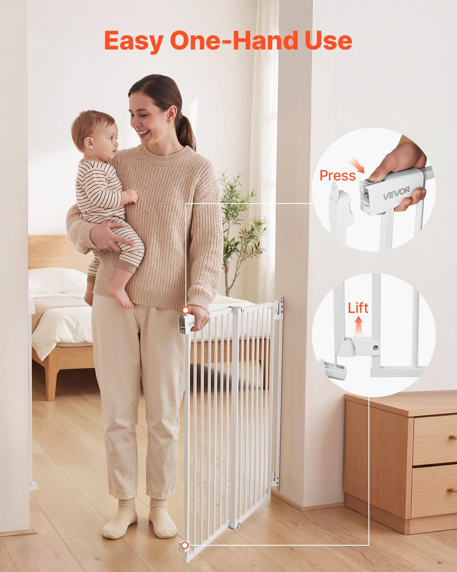 Easy One-Hand Use

Press

Lift