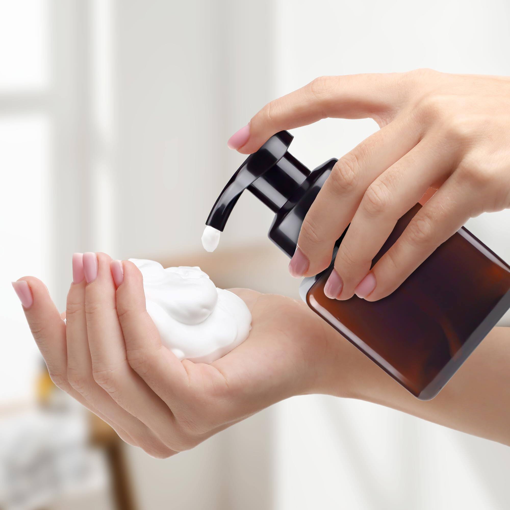 Alt View 3. Dapper Styles - Foaming Soap Dispenser 2 pack Plastic Hand Refillable Leakproof Foam Pump Bottle With Waterproof Labels For... - Brown-450ML.