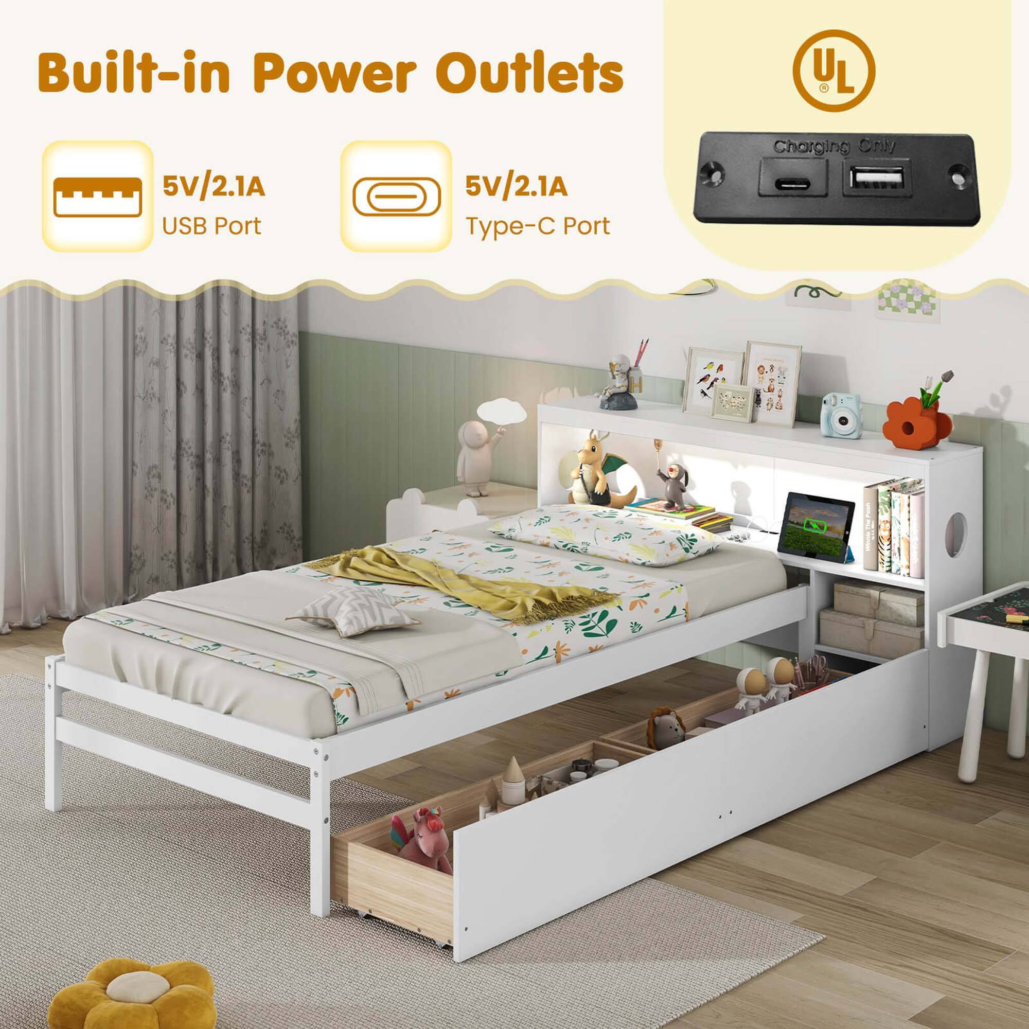 Built-in Power Outlets: L 5V/2.1A USB Port, 5V/2.1A Type-C Port, Charging Crystal.