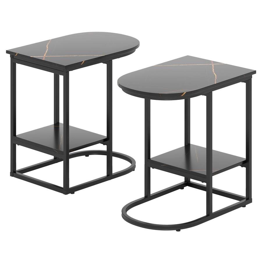 Costway 2PCS C shaped End Table Modern Sofa Side Table w/ Faux Marble ...