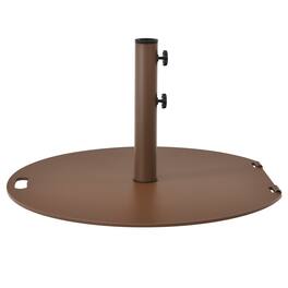 Gymax - Round Weighted Patio Umbrella Base Stand 50 lbs w/ 3 Adapters - Brown