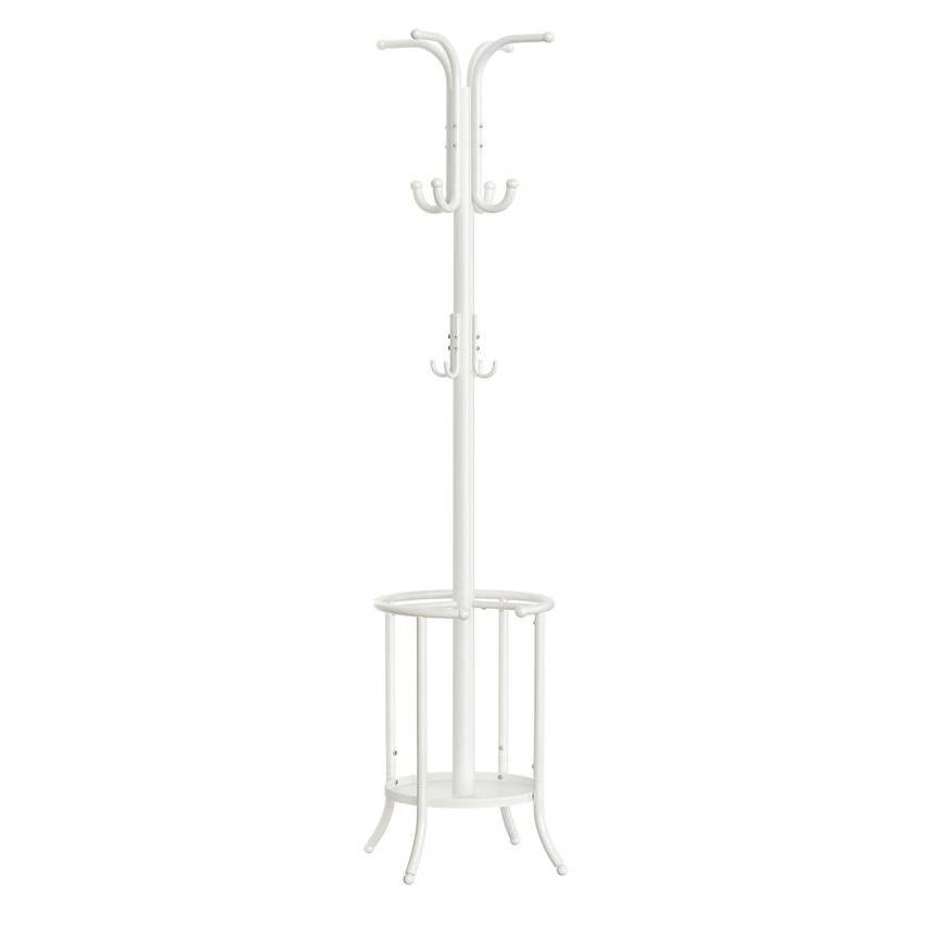 Left. Hivvago - Hivvago Heavy Duty White Metal Coat Rack with Umbrella Holder - Pearl White.