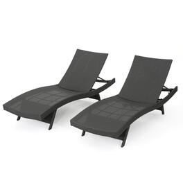 Ecooso - Set of 2 Adjustable Wicker Chaise Lounges with Foldable Legs, Ergonomic Design, and Stackable Storage - Gray