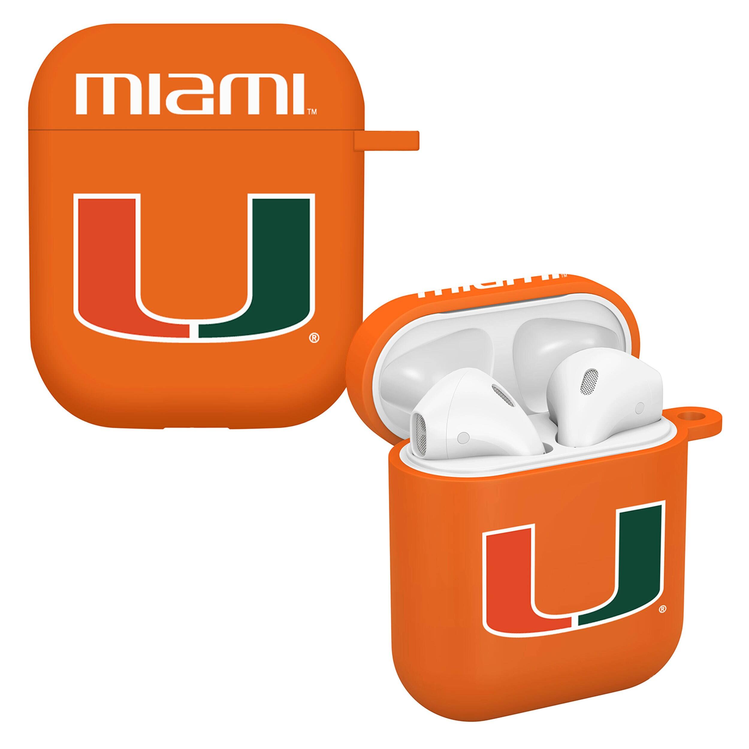Front. Affinity Bands - Orange Miami Hurricanes AirPods Case Cover - Orange.