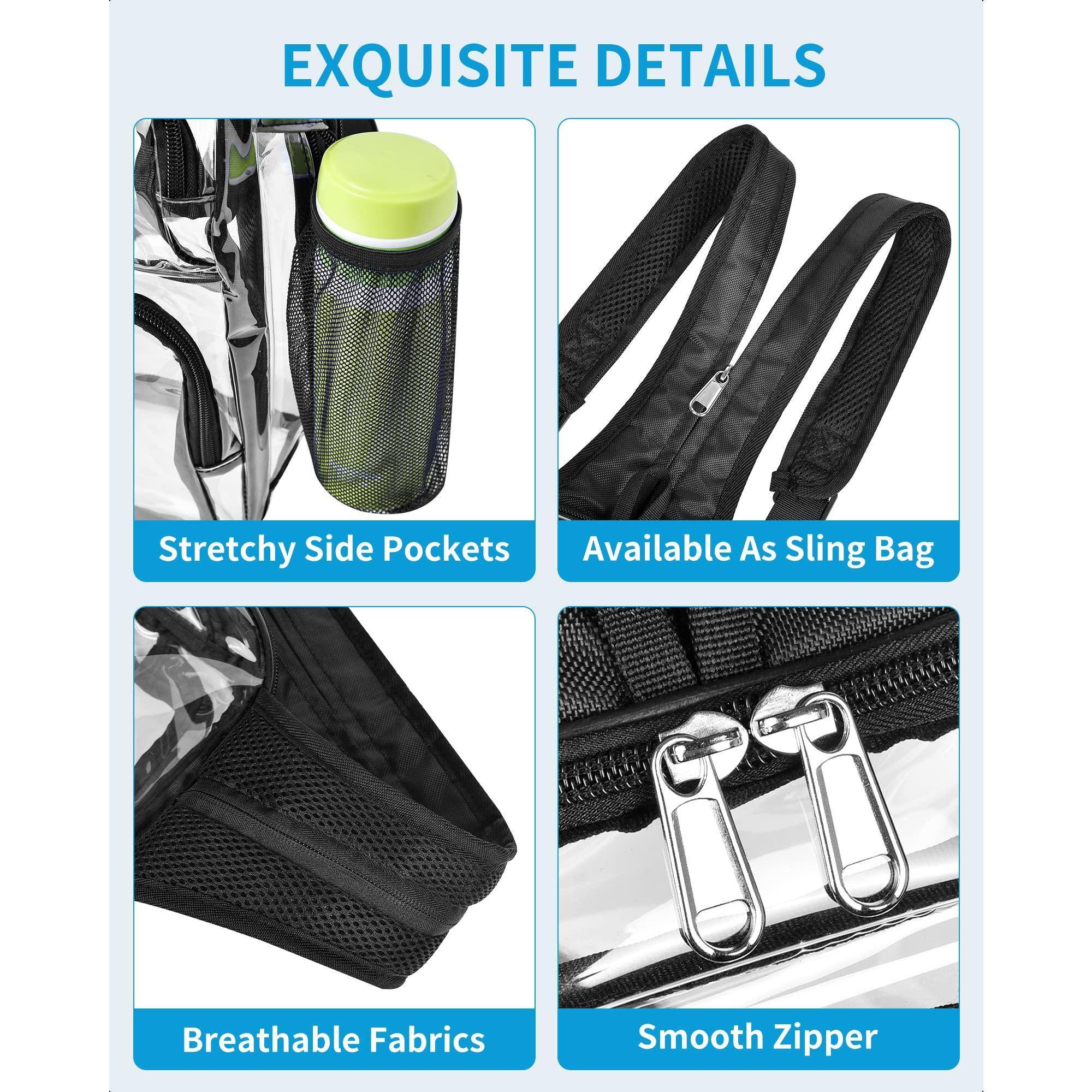 Alt View 2. Pacoar Cade - Clear Backpack Stadium Approved With Breathable Shoulder Straps  Sling Bag For Work Concert Festival - Grey.