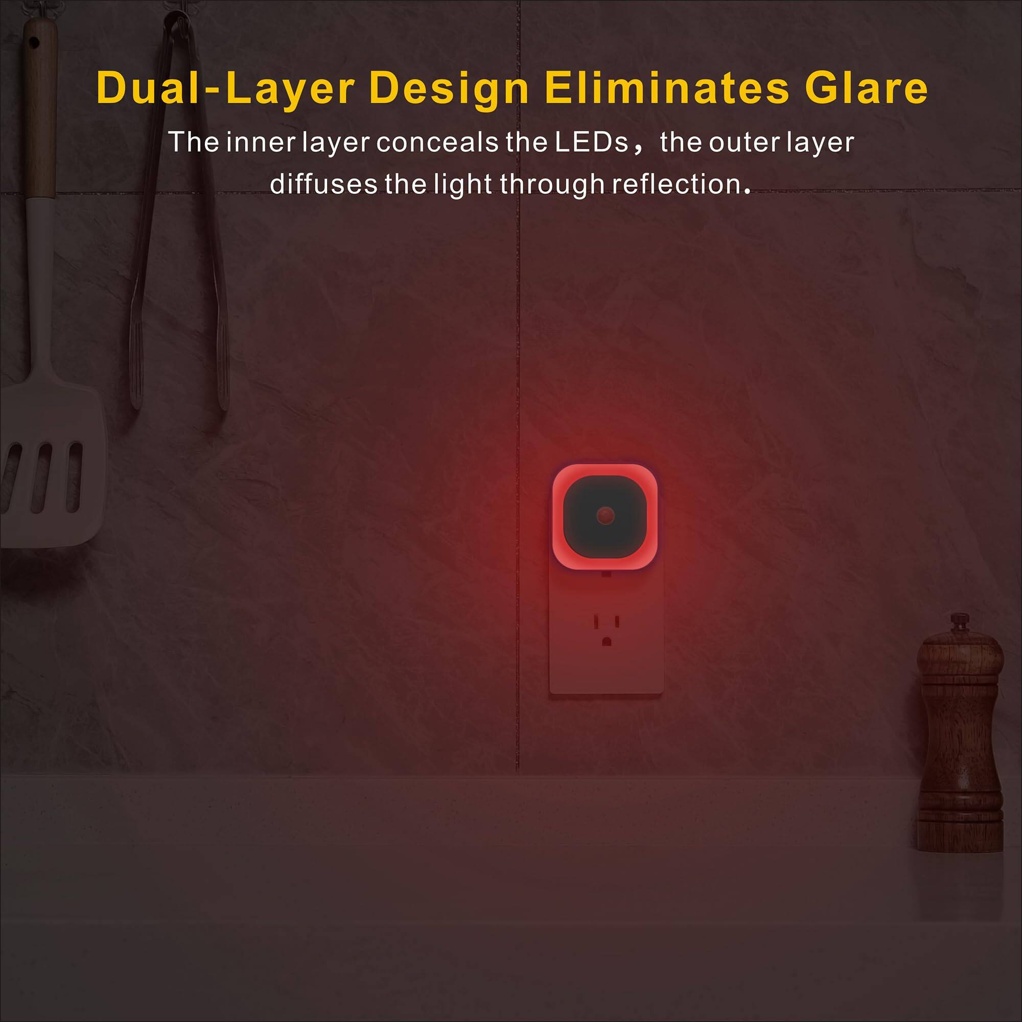Dual-Layer Design Eliminates Glare

The inner layer conceals the LEDs, the outer layer diffuses the light through reflection.