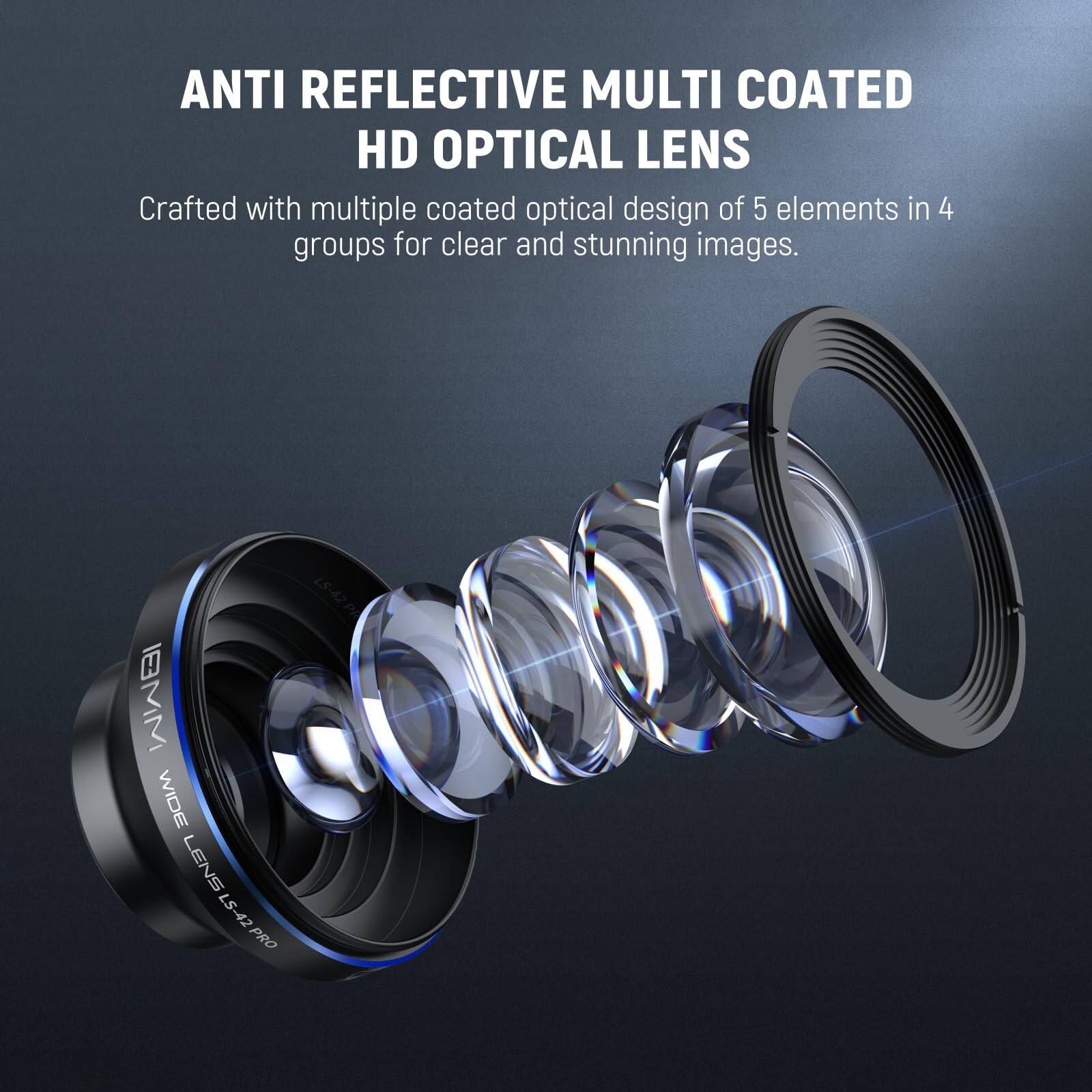 ANTI REFLECTIVE MULTI COATED HD OPTICAL LENS

Crafted with multiple coated optical design of 5 elements in 4 groups for clear and stunning images.

18MM WIDE LENS LS-42 PRO