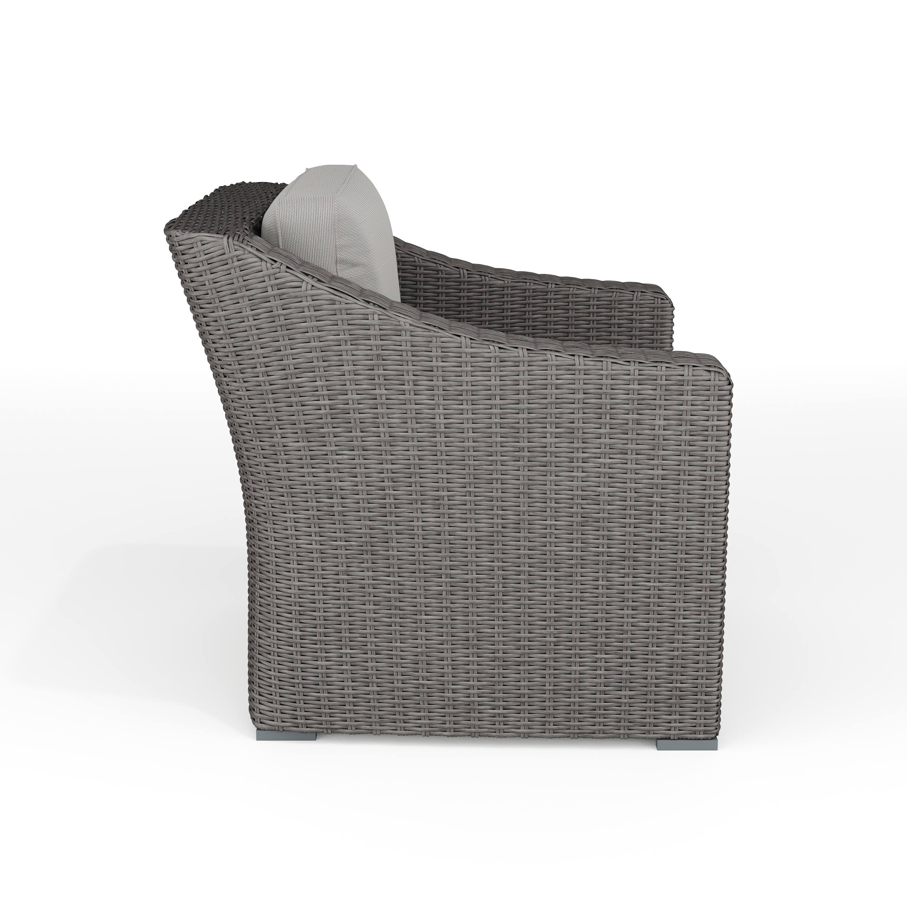 Alt View 8. Martha Stewart - Bedford Outdoor Rattan Wicker Accent Chair with All-Weather Cushions - Gray Cushions/Gray Frame.