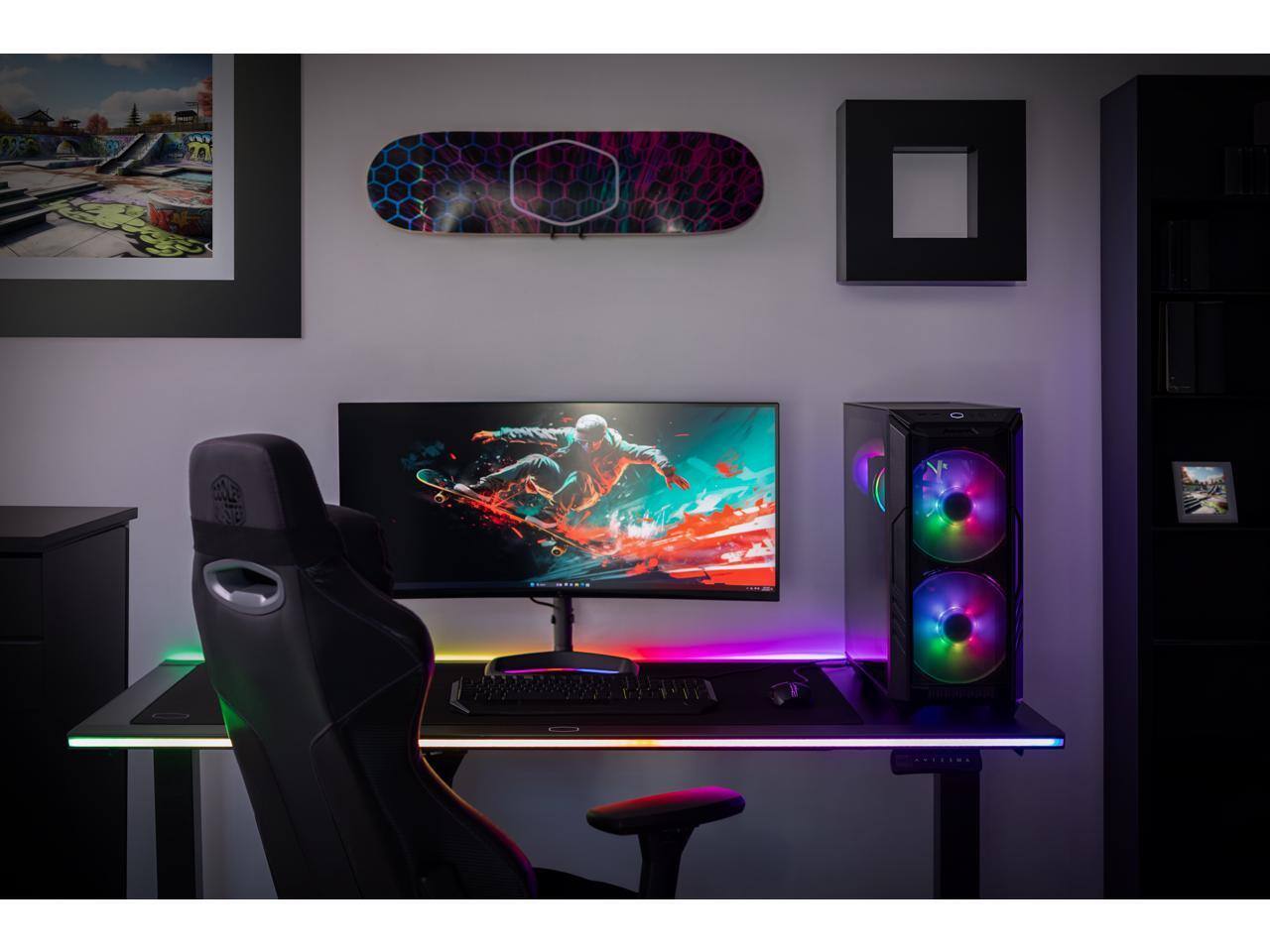 Alt View 7. Cooler Master - Cooler Master HAF 500 + Hyper 212 Halo + 650W Gold PSU – 3x ARGB Fans, Mesh, Glass, Cable Management - Black.