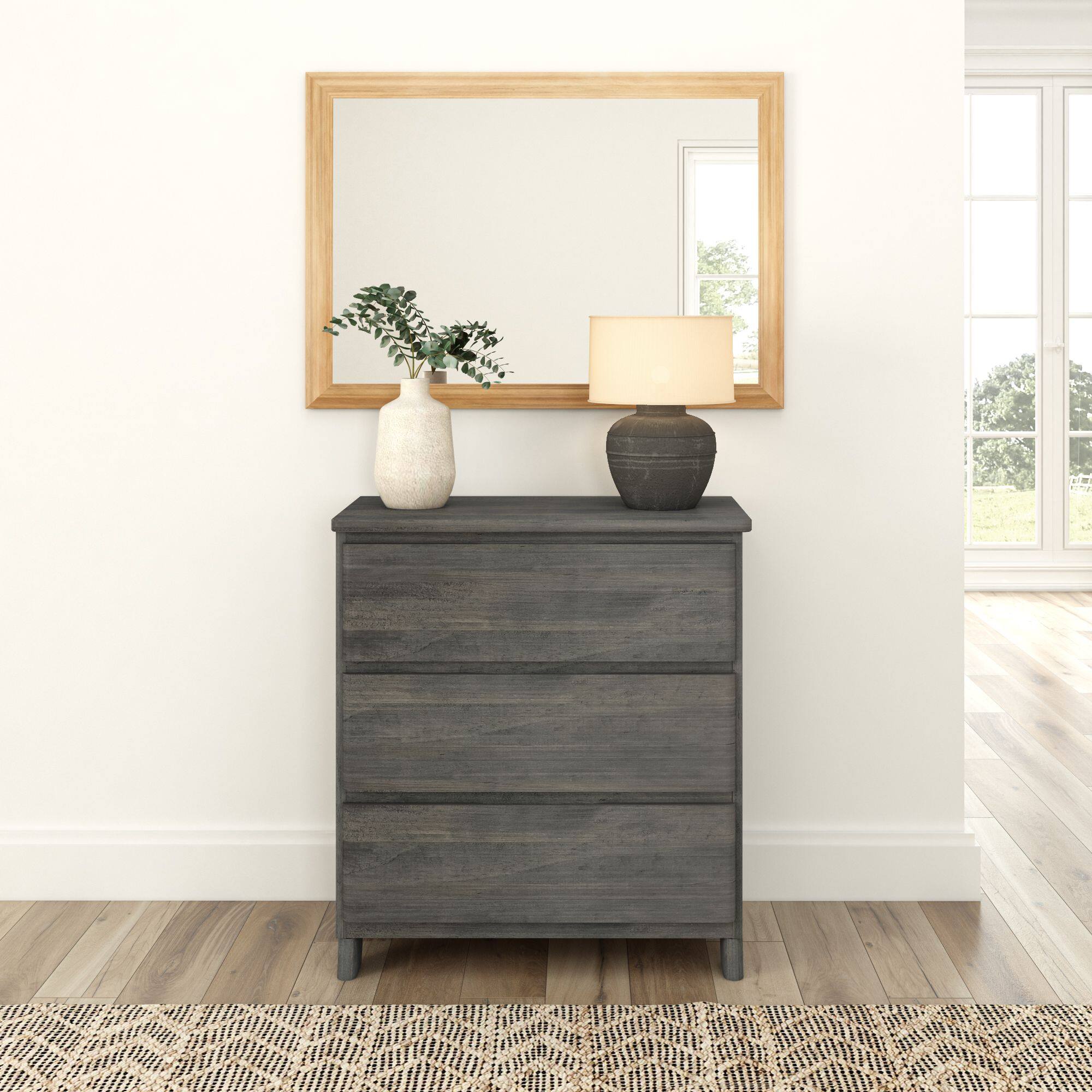 Alt View 1. Plank+Beam - Plank+Beam Modern Farmhouse 3 Drawer Dresser, Driftwood - Driftwood.