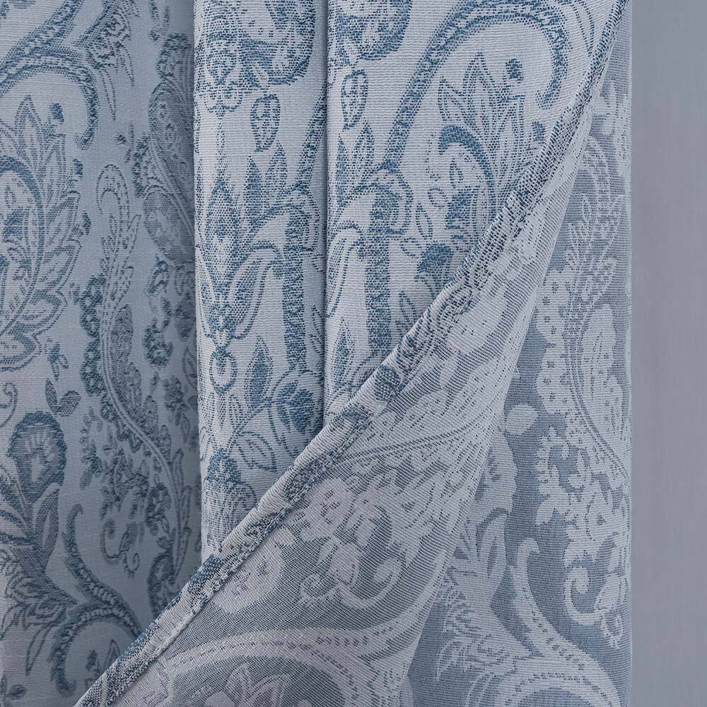 Angle. RT Designers Collection - RT Designers Collection Bridgeport Jacquard High Quality Light Filtering Grommet Curtain Panel 54" x 90" Blue - Blue.