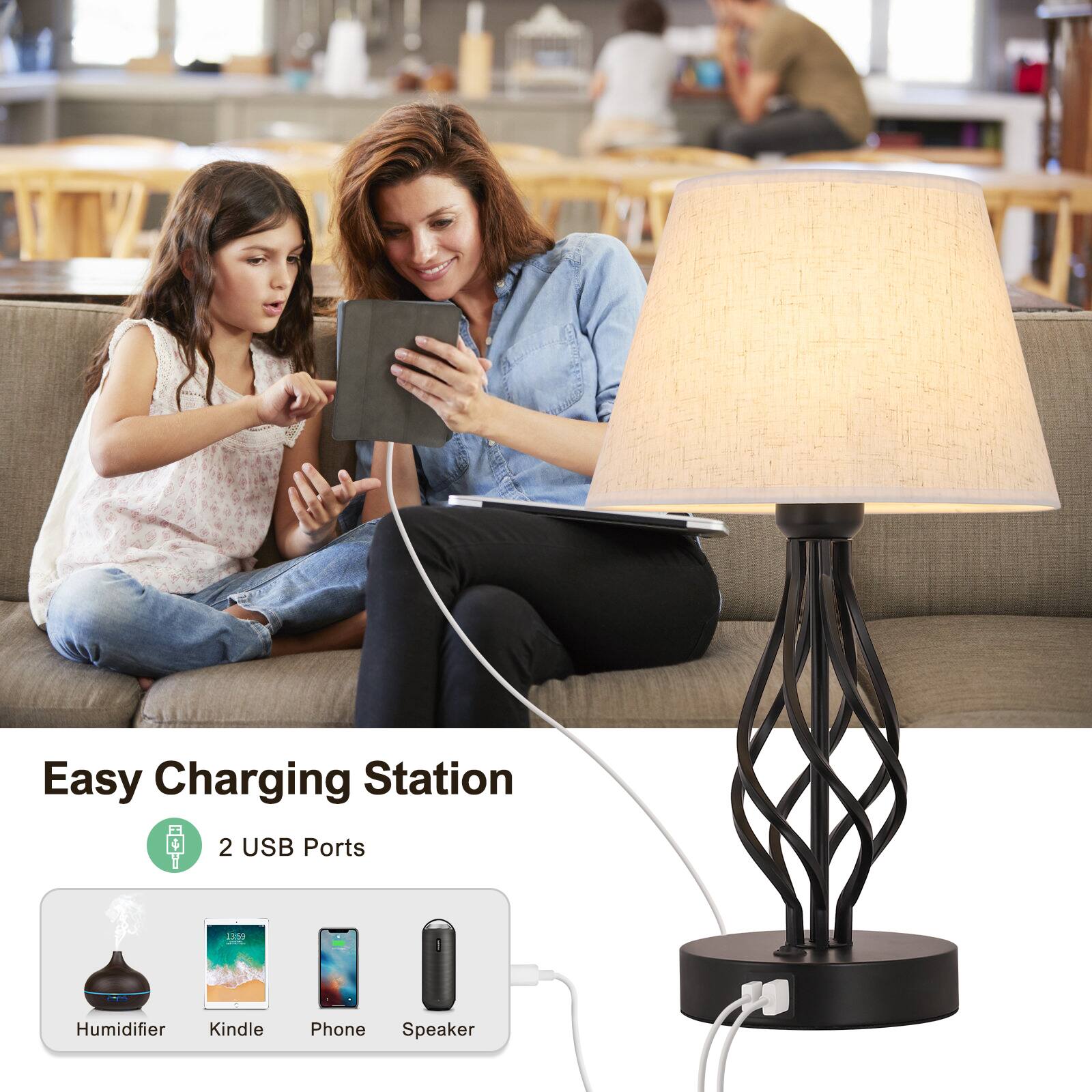 Easy Charging Station  
2 USB Ports  
Humidifier  
Kindle  
Phone  
Speaker