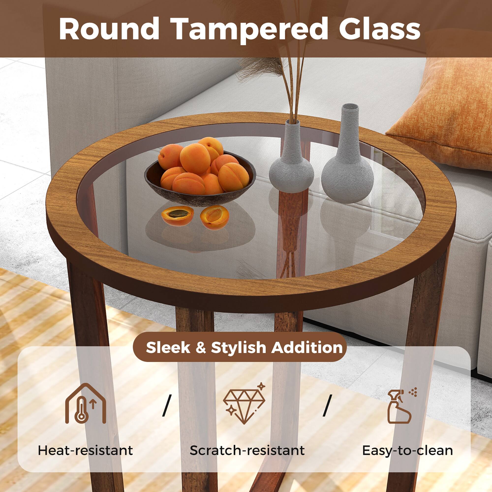 Round Tempered Glass  
Sleek & Stylish Addition  

- Heat-resistant  
- Scratch-resistant  
- Easy-to-clean