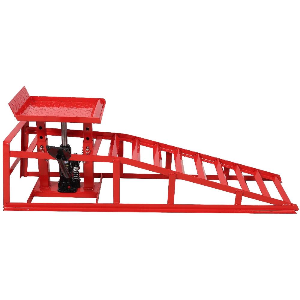 Left. Ropilly - Ropilly 5 Ton Hydraulic Car Ramps with Pedal Heavy Duty Steel Auto Repair Lift 10000 lbs Truck Service Ramps 2 Pack Red.