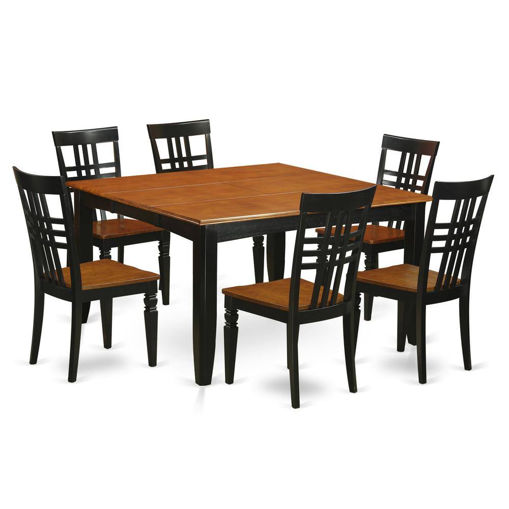 Front. East West Furniture - 7 Pc Kitchen Table set with a Table and 6 Kitchen Chairs in Black and Cherry - Black & Cherry.