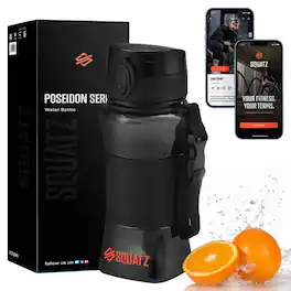 Pyle - SQUATZ 17 Oz Poseidon Series Water Bottle for Protein and Fruit Shakes - Premium Quality Wide Mouth Gym Flask - Black
