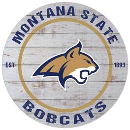 Jardine - Montana State Bobcats 20'' x 20'' Indoor/Outdoor Weathered Circle Sign - White