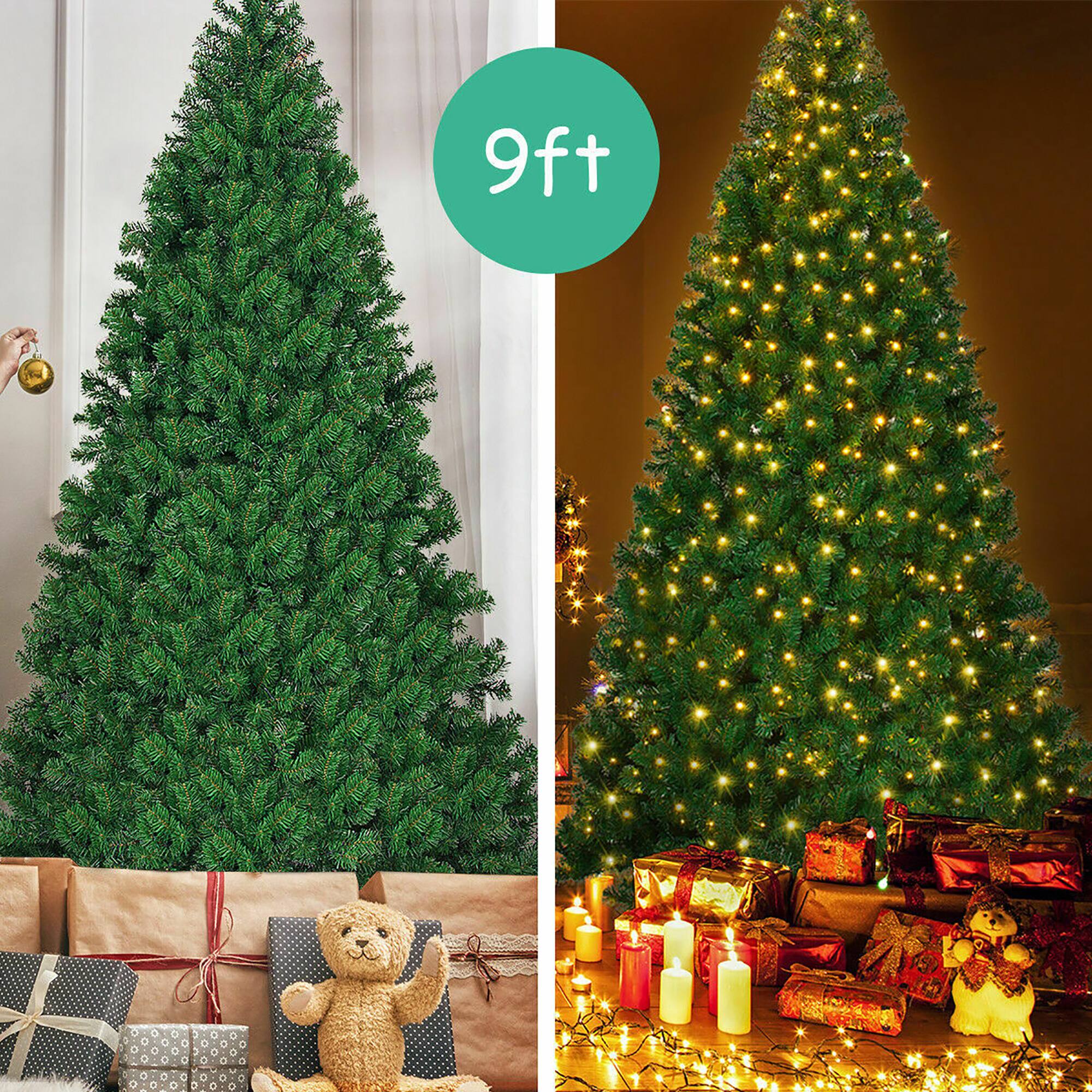 Alt View 14. Costway - 9Ft Pre-Lit PVC Christmas Tree Hinged 700 LED Lights - Green.