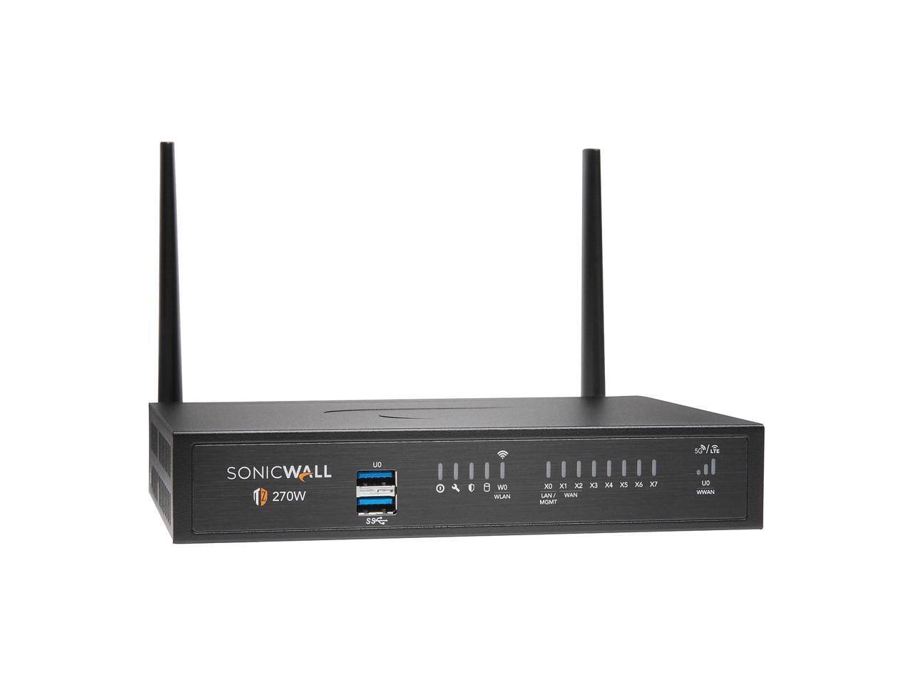 SONICWALL 270W  
U0  
W0 WLAN  
X0 X1 X2 X3 X4 X5 X6 X7  
LAN/WAN  
MGT  
WWAN