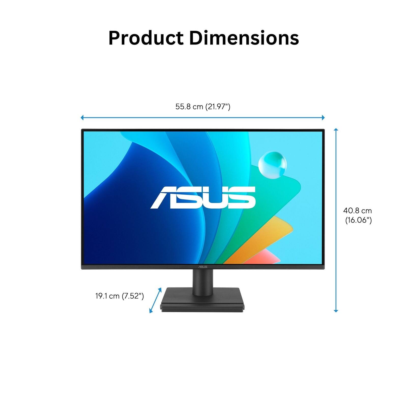 Product Dimensions:  
- Width: 55.8 cm (21.97")  
- Height: 40.8 cm (16.06")  
- Depth: 19.1 cm (7.52")