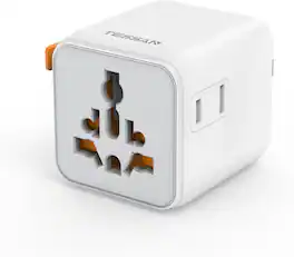 TESSAN - Universal Travel Power Adapter with Dual AC Outlets - Gray
