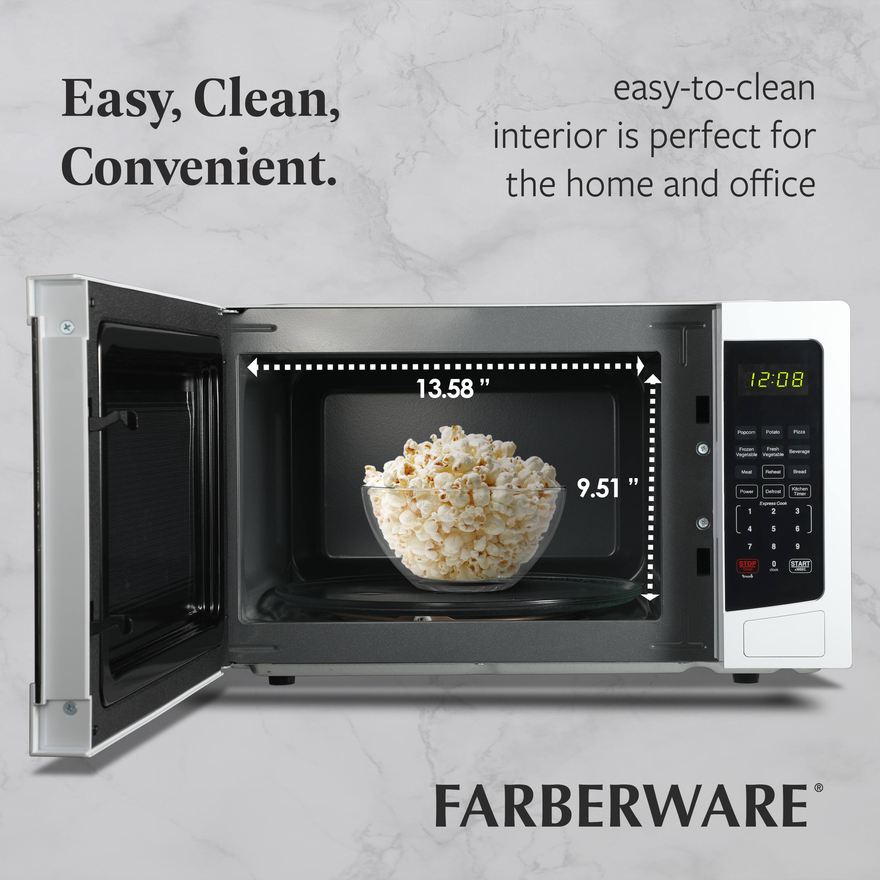Easy, Clean, Convenient.  
easy-to-clean interior is perfect for the home and office  

13.58"  
9.51"  

FARBERWARE