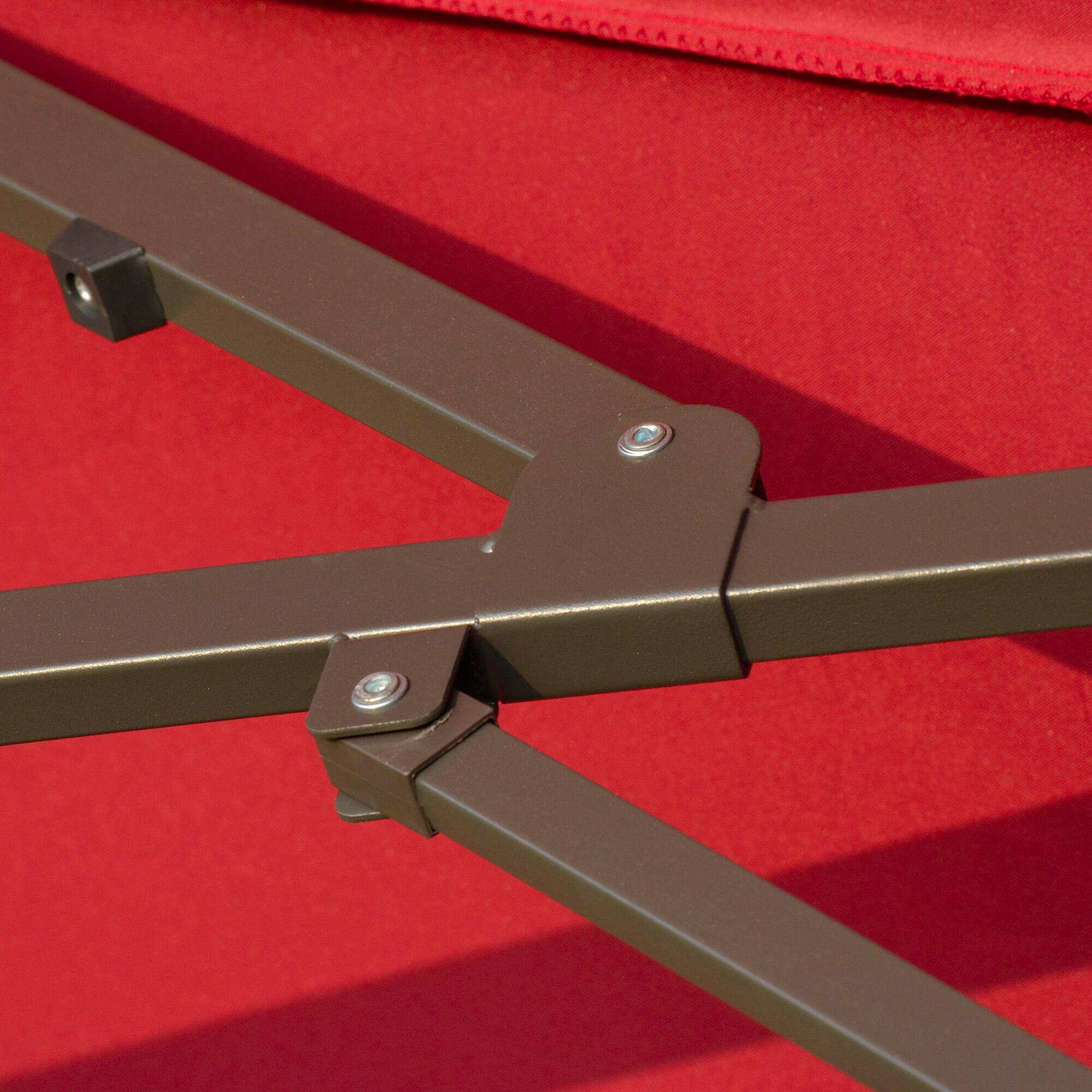 Alt View 5. Outsunny - Large Patio Umbrella with Base Included, 15' Steel Rectangular Double Sided Outdoor Umbrella - Wine Red.