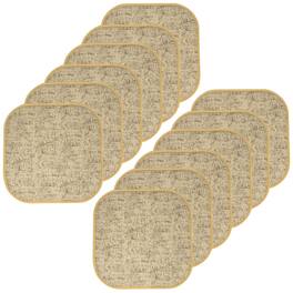 Sweet Home Collection - Broadway Memory Foam No Slip Back 16" x 16" Chair Pad Cushion, 12-Pack - Camel/Brown