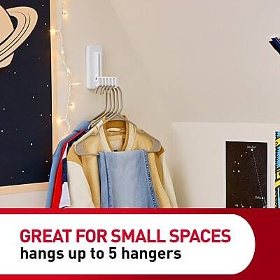 GREAT FOR SMALL SPACES  
hangs up to 5 hangers