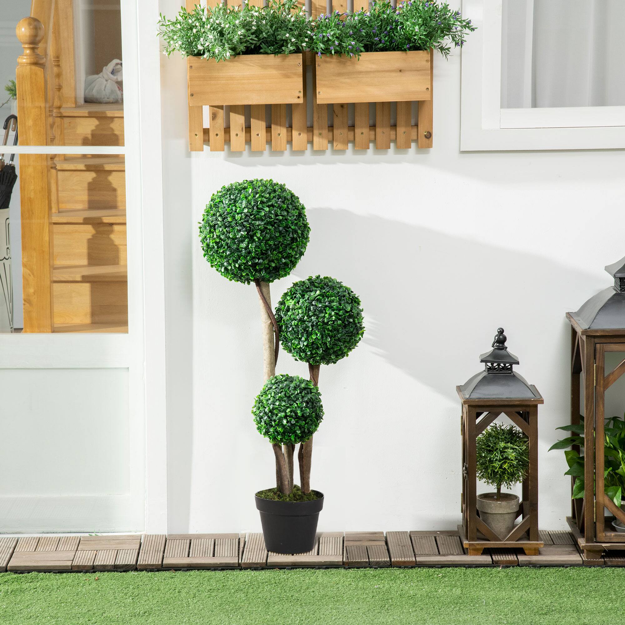 Alt View 6. Homcom - Plant for Home Decor Indoor & Outdoor Fake Plants Artificial Tree in Pot - Dark Green.