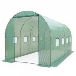 Costway - 15 x 7 x 7 ft Walk-in Tunnel Greenhouse with Galvanized Steel Frame, PE Cover