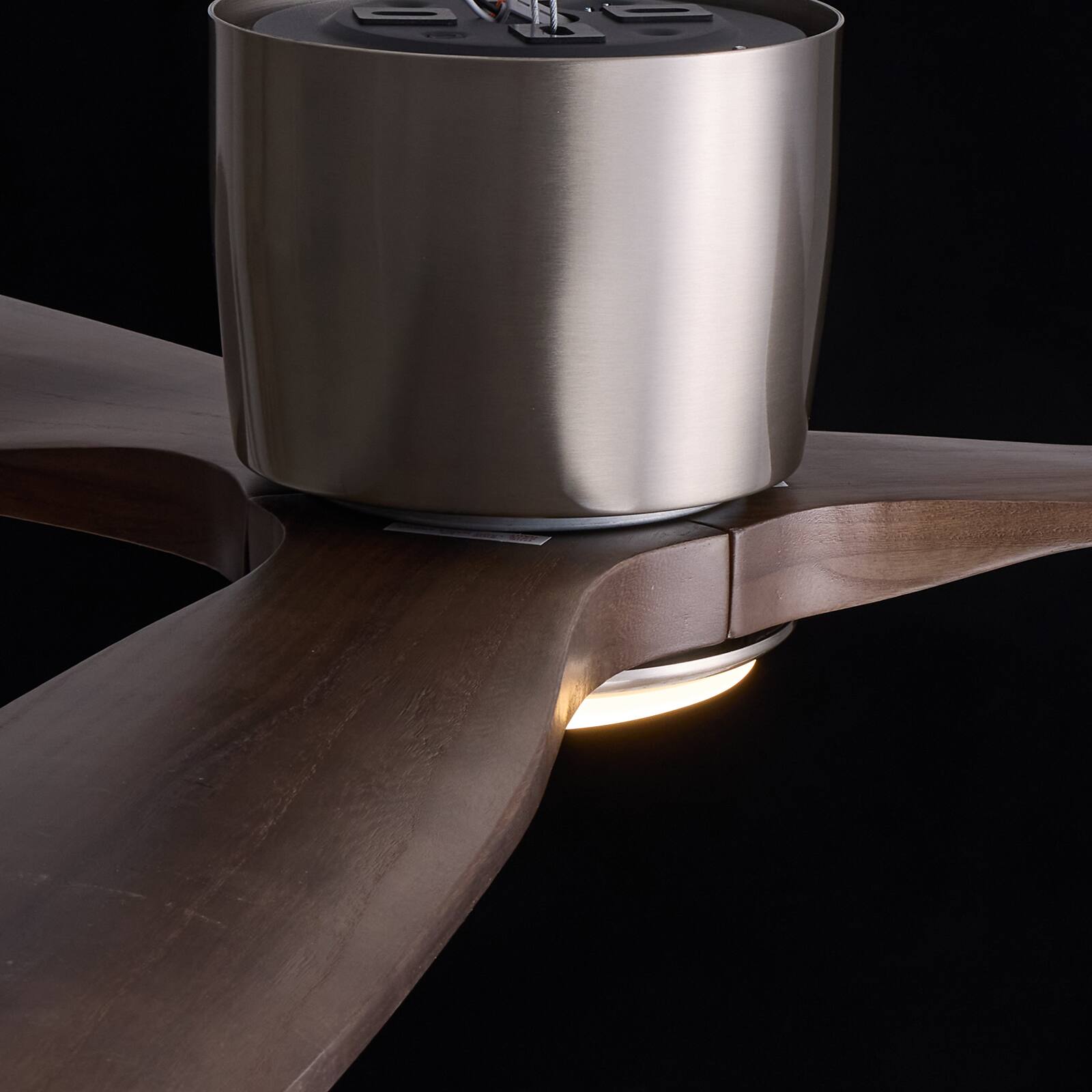 Alt View 9. Siljoy - 52 Inch Brushed Nickel Low Profile Ceiling Fan Light 3 Natural Wood Blades LED Fan For Indoor Living Bedroom - Brushed Nickel.