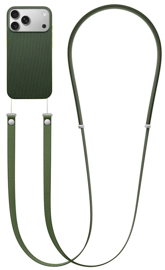 Alt View 5. Nakedcellphone - Woven Combo for iPhone 17 Pro - Tough Case + Magnetic Wallet + Crossbody Strap (Compatible with MagSafe) - Green.