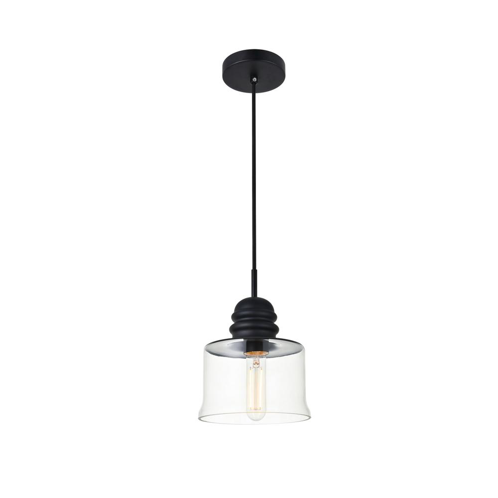 Alt View 2. Living District - Kenna 1 Light Black Pendant With Clear Glass - Black And Clear.