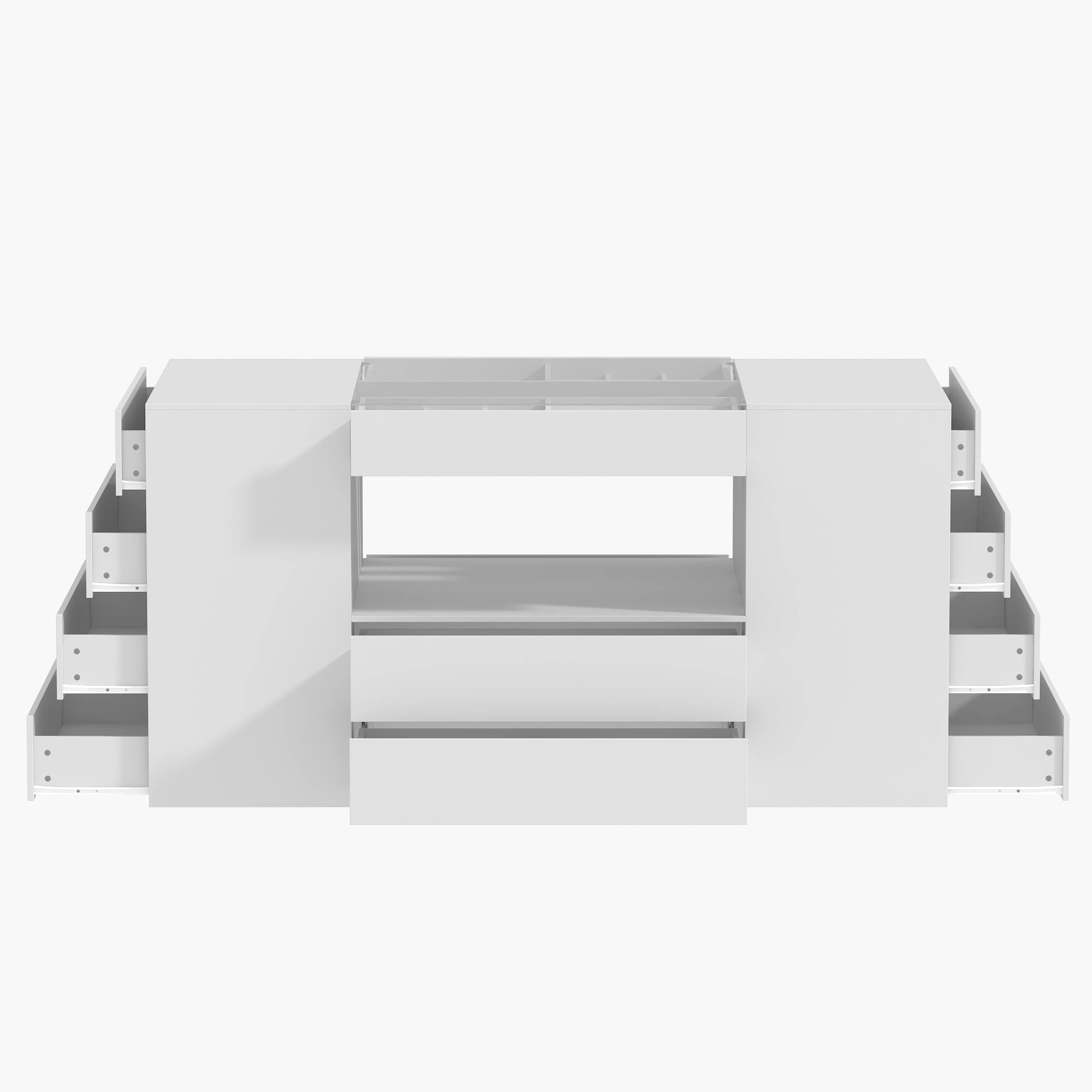 Back. Famapy - Famapy Multifunctional Closet Island Dresser with Glass Top & Organized Drawers - White.