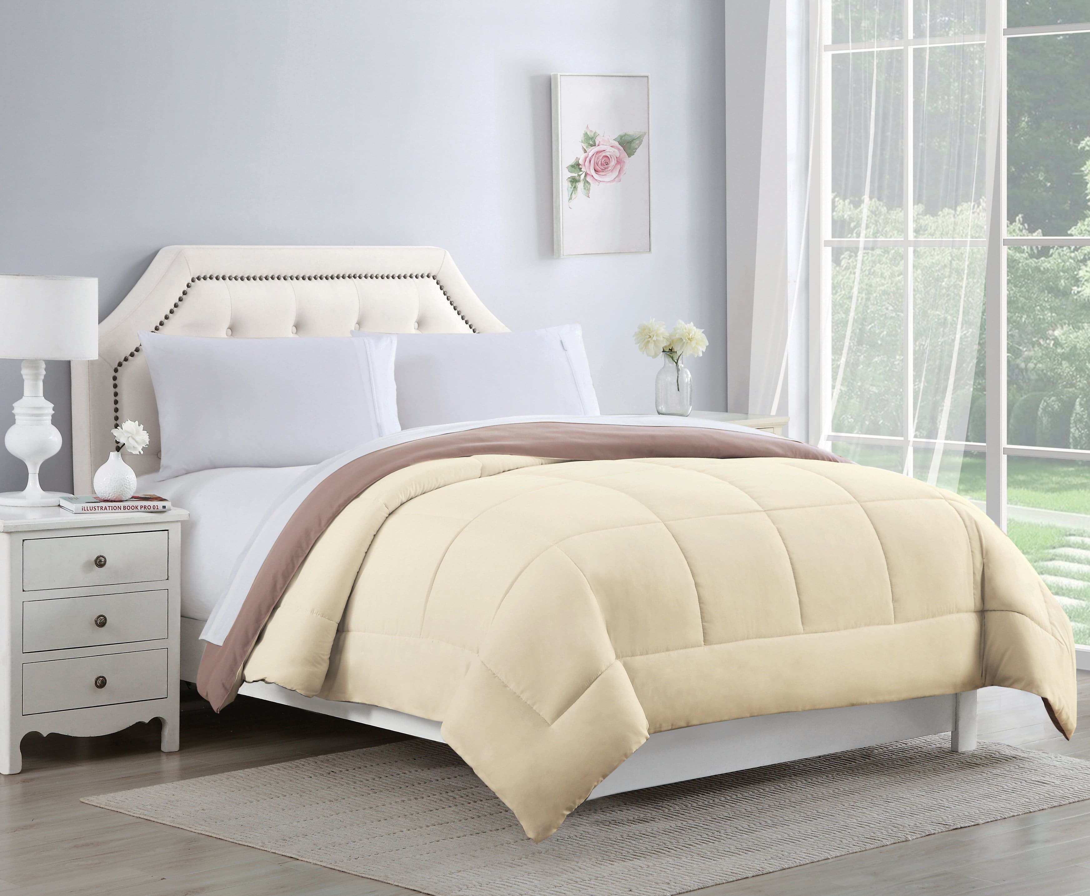 Bibb Home - 2-Tone Reversible Down Alternative Comforter - Ivory/Taupe