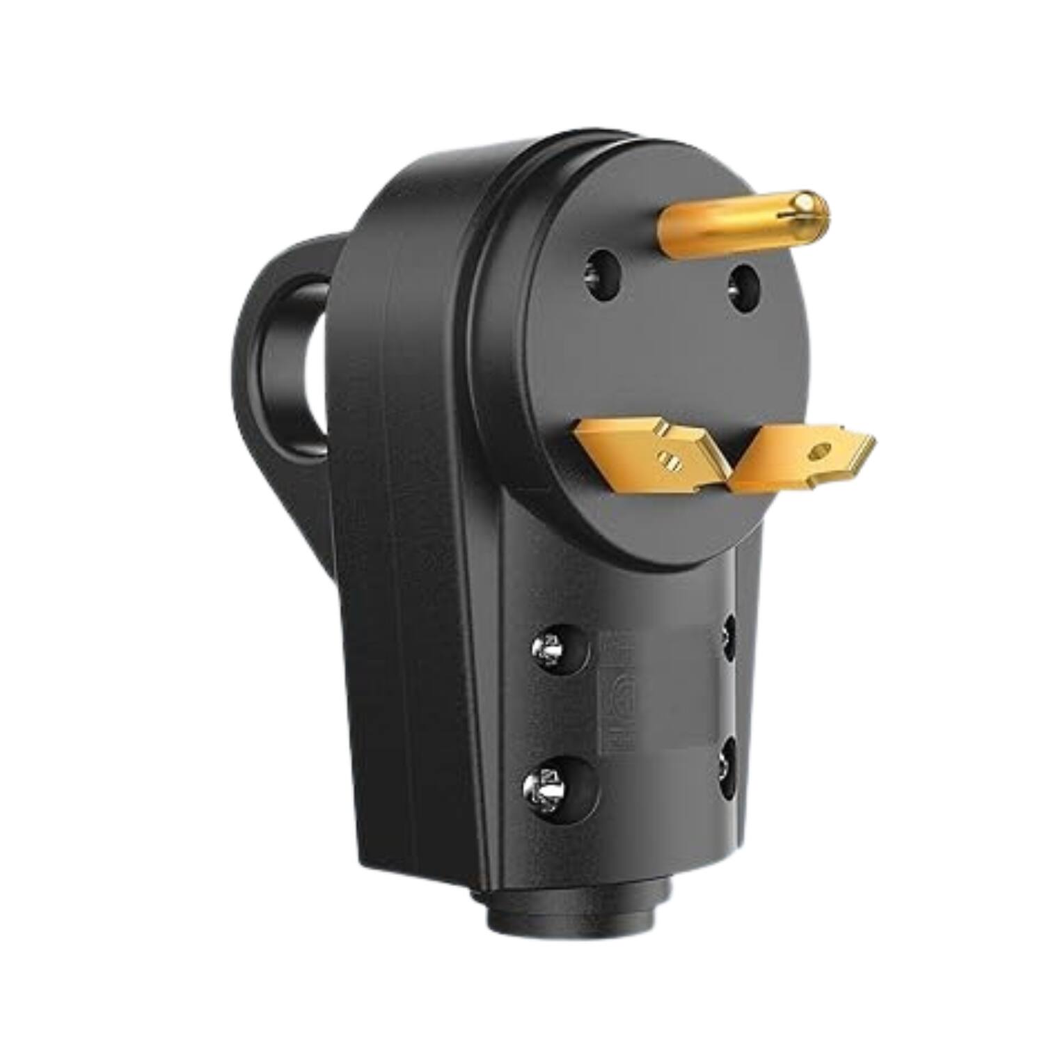 Left. Stock Preferred - 30A 125V RV Replacement Plug Male Adapter - Black.