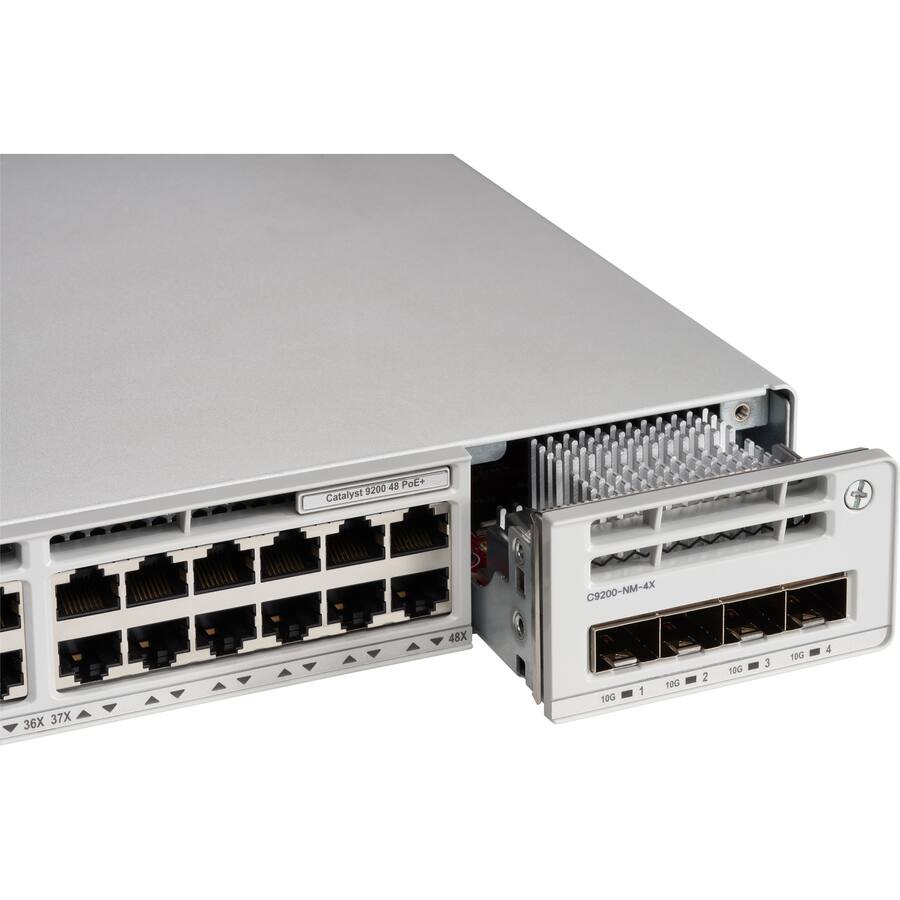 Catalyst 9200 48 PoE+  
C9200-NM-4X  
36X 37X 48X  
10G 1 10G 2 10G 3 10G 4