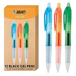 BIC - Intensity Clic Gel Pen, 0.7mm, Dozen - Black Ink