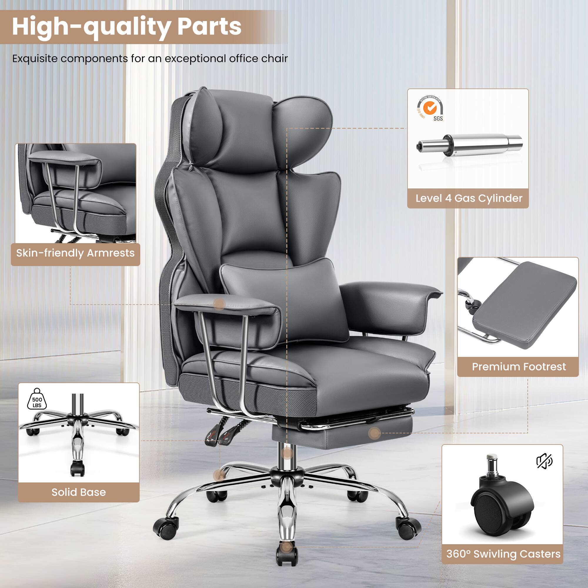 High-quality Parts: Exquisite components for an exceptional office chair.