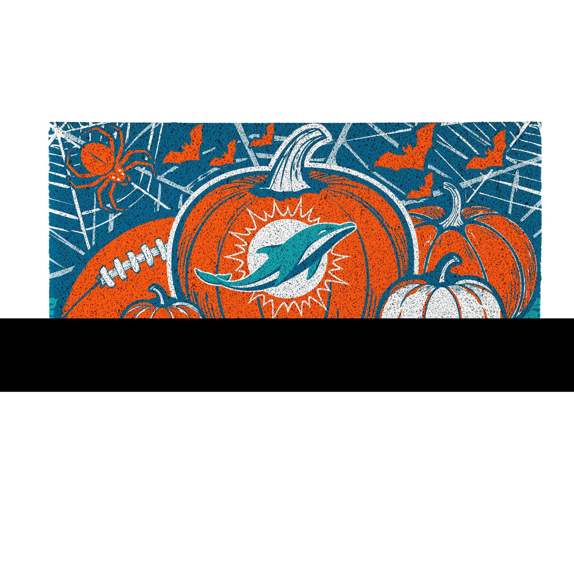 Alt View 1. Evergreen Enterprises - Miami Dolphins 28" x 16" Happy Halloween Turf Door Mat - Multicolor.