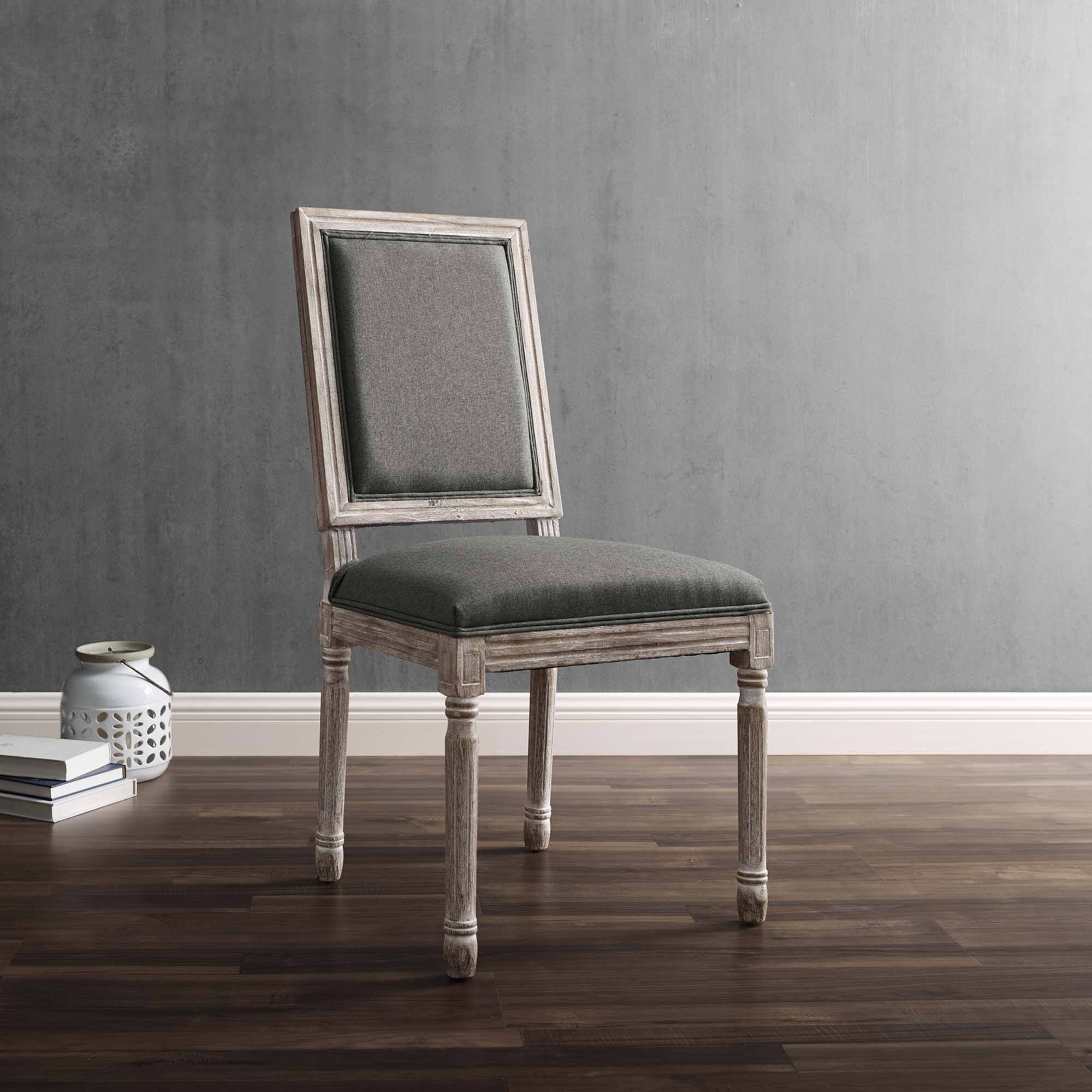 Front. Modway - Court French Vintage Upholstered Fabric Dining Side Chair by Modway - Natural Gray.
